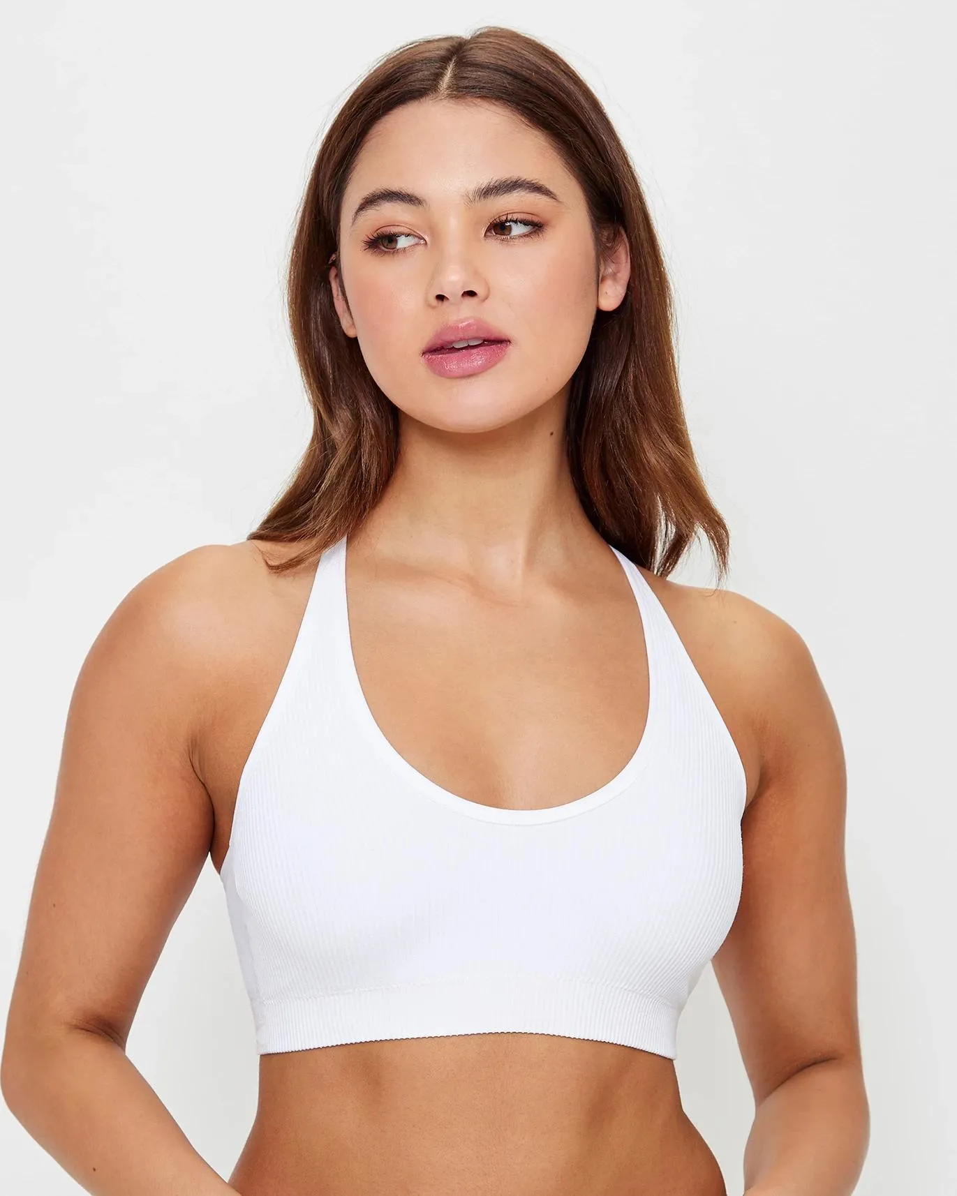 popular  Ribbed Strappy Back Crop Top - Lily Loves - White