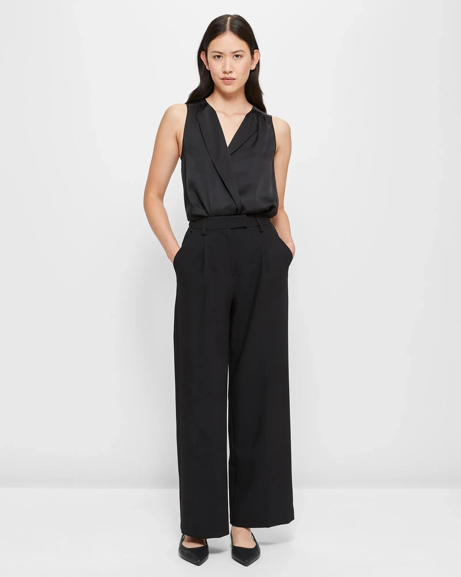 popular  Sleeveless Drape Neck Top - Preview - Black