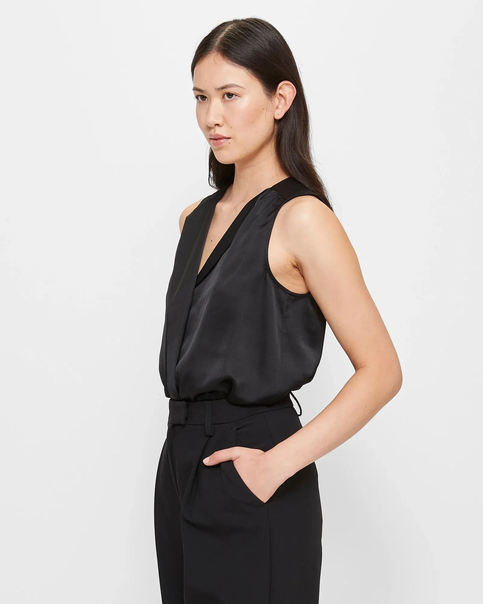 popular  Sleeveless Drape Neck Top - Preview - Black