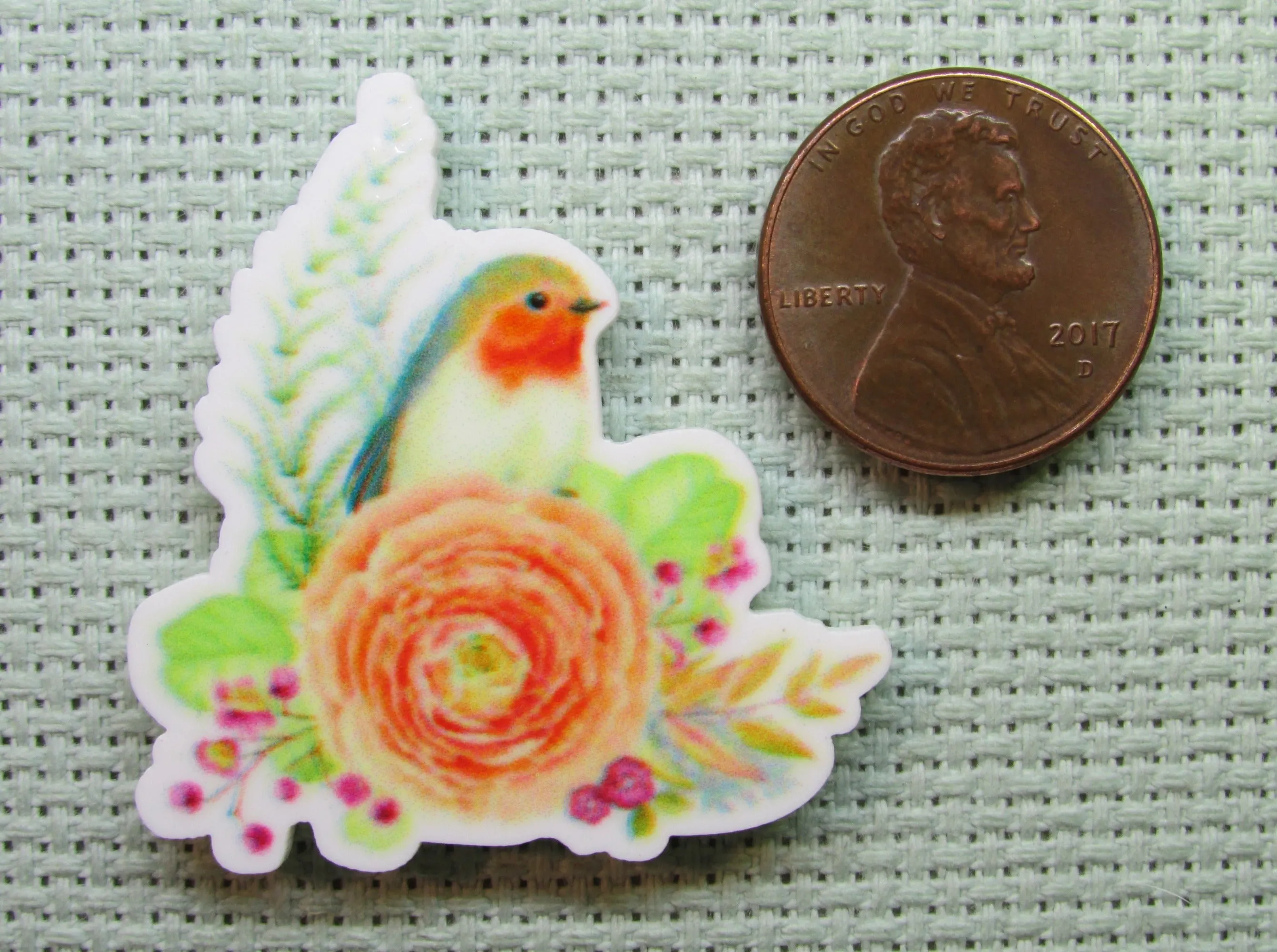 Pretty Bird with a Flower Needle Minder, Cover Minder, Magnet LAST ONE!