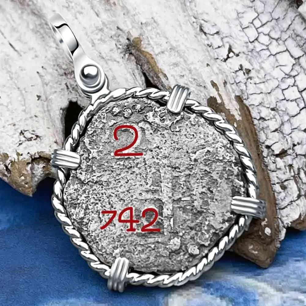 Princess Louisa Shipwreck Dated 1742 2 Reale Piece of Eight Sterling Silver Pendant | Artifact #8735