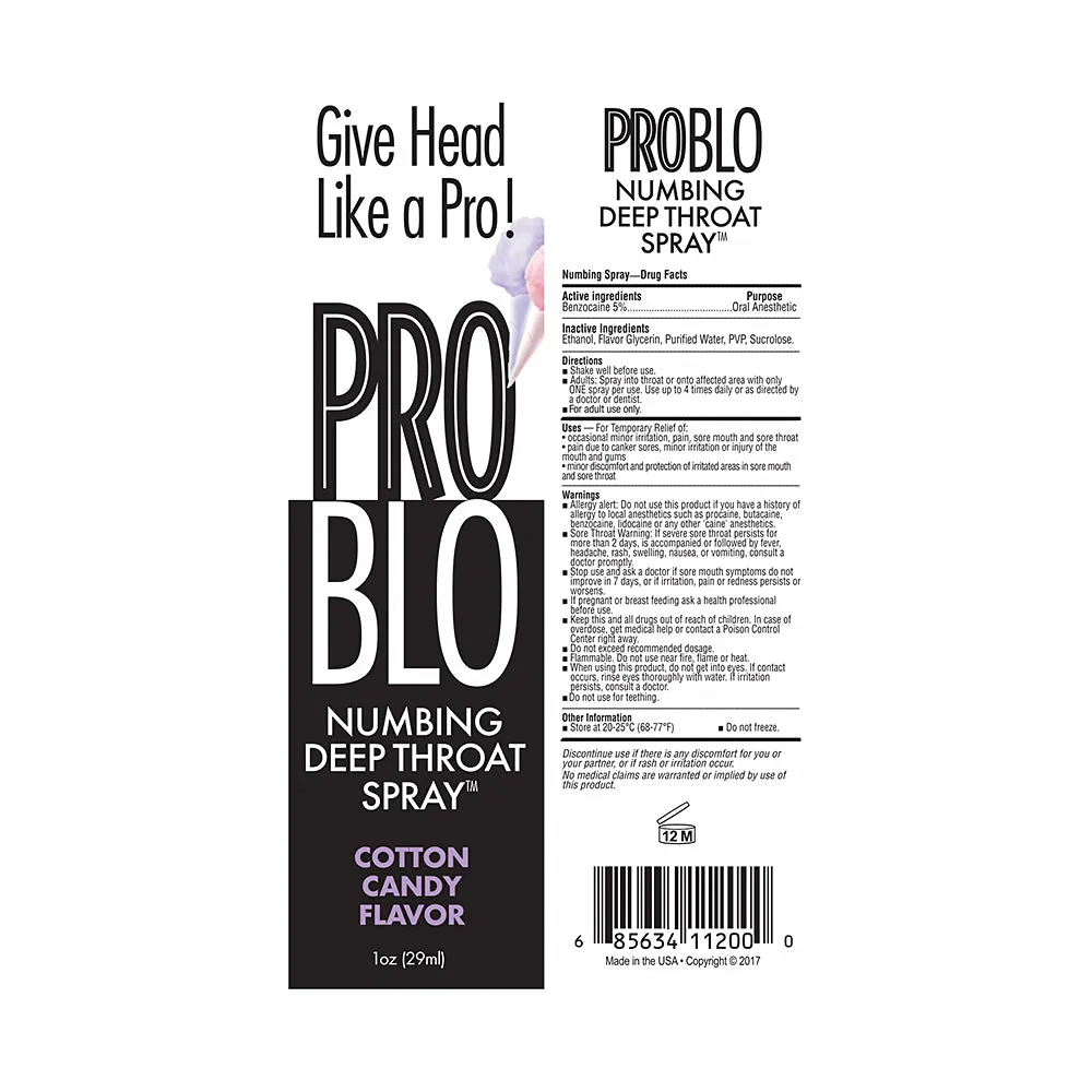 Pro Blo Numbing Deep Throat Spray Cotton Candy 1 oz.