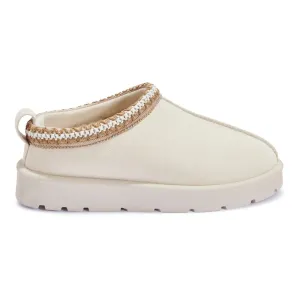 ROBYN CREAM ULTRA MINI PLATFORM EMBROIDERED ANKLE SLIPPER BOOTS