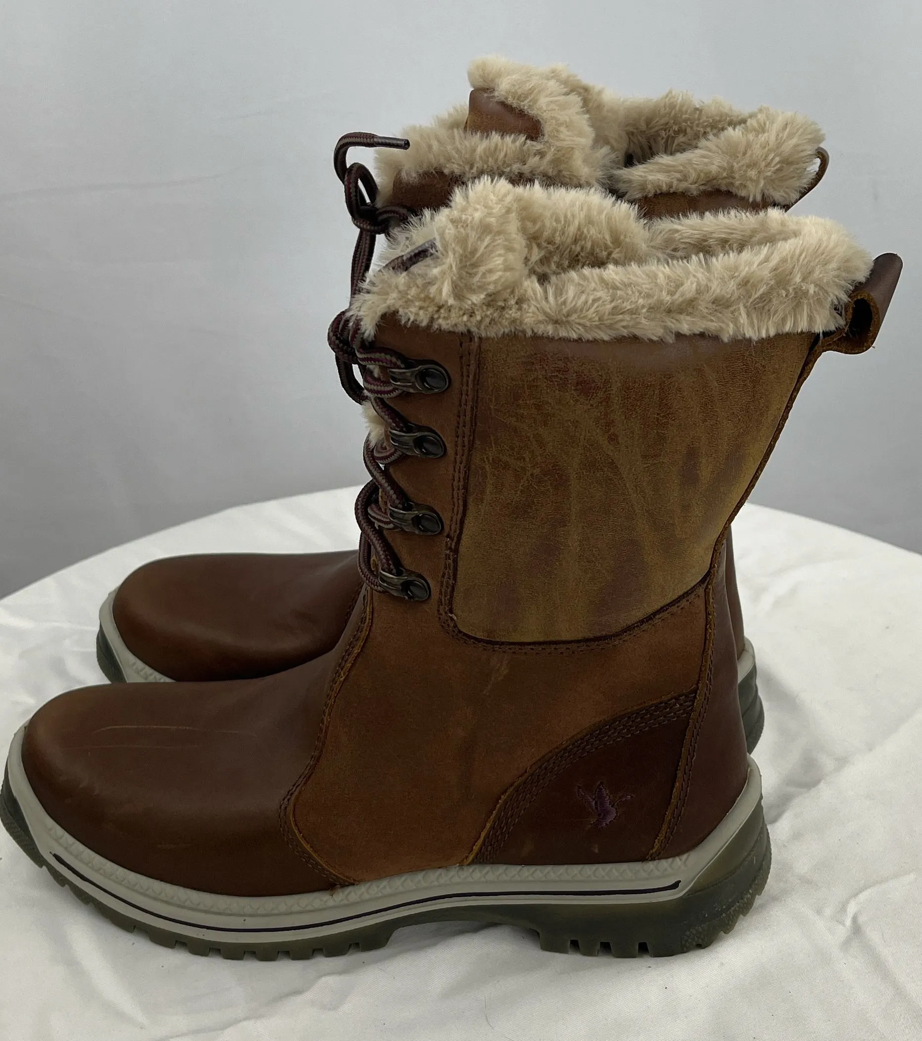 Santana Women's tan Canada Misa Faux Fur Lined Waterproof Hiking Boots Size 9