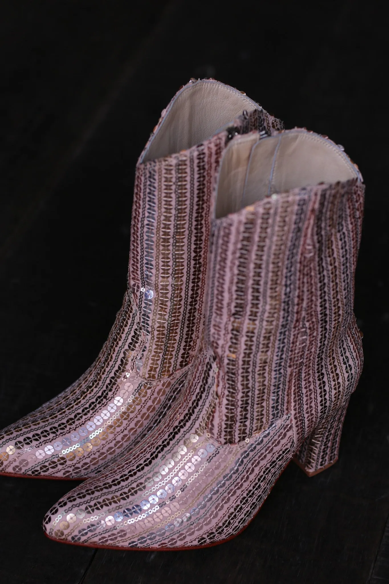 SEQUIN EMBROIDERED HEELED BOOTS SALIB