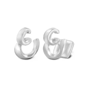 Signature Sterling Silver Cuff Link in Mist Finish (Letter E)