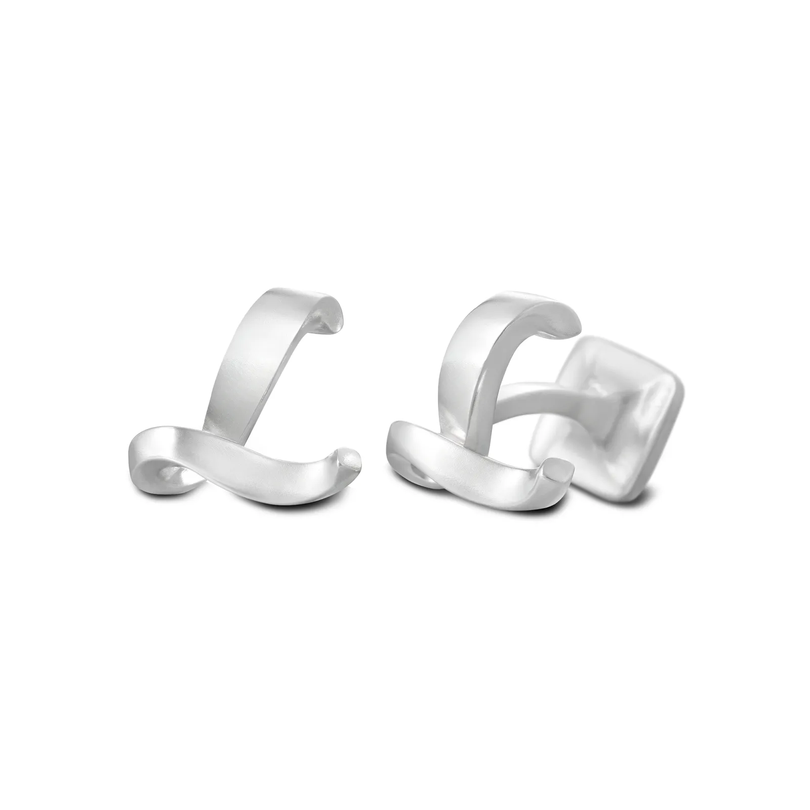 Signature Sterling Silver Cuff Link in Mist Finish (Letter L)