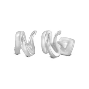 Signature Sterling Silver Cuff Link in Mist Finish (Letter N)
