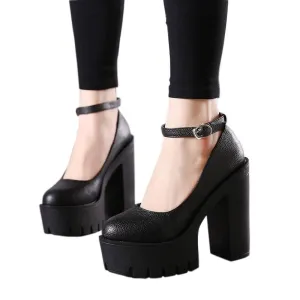 Sweet and Gothic High Heel Platform Shoes with Belt Strap