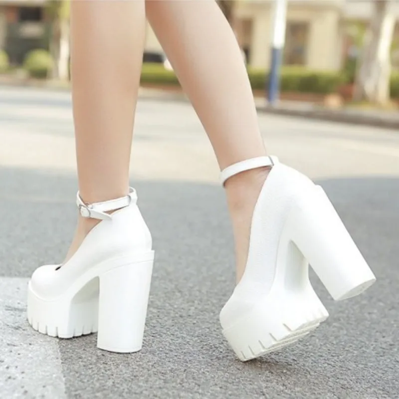 Sweet and Gothic High Heel Platform Shoes with Belt Strap