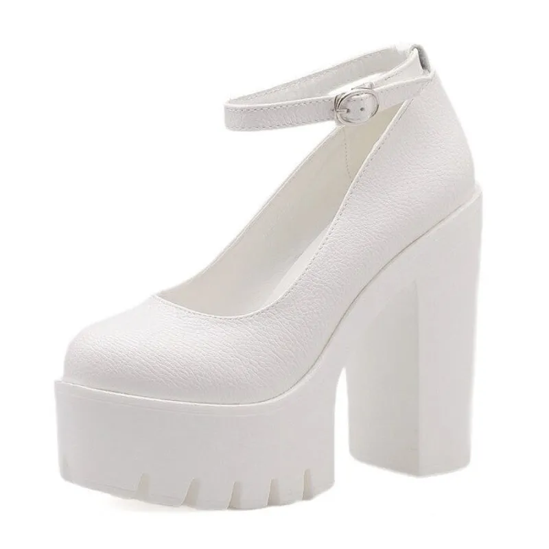 Sweet and Gothic High Heel Platform Shoes with Belt Strap