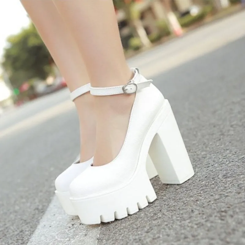 Sweet and Gothic High Heel Platform Shoes with Belt Strap