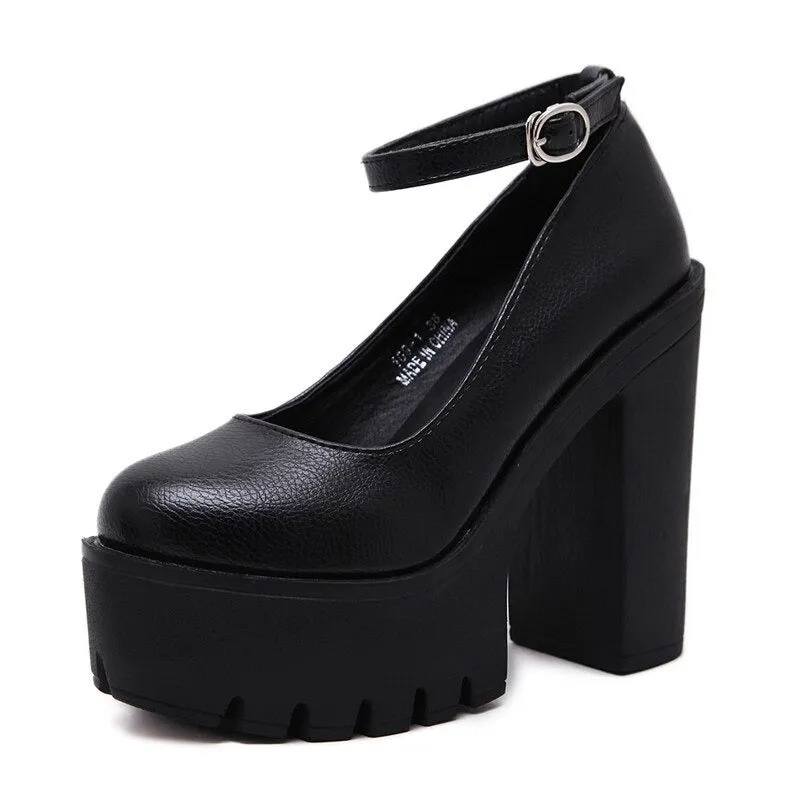 Sweet and Gothic High Heel Platform Shoes with Belt Strap