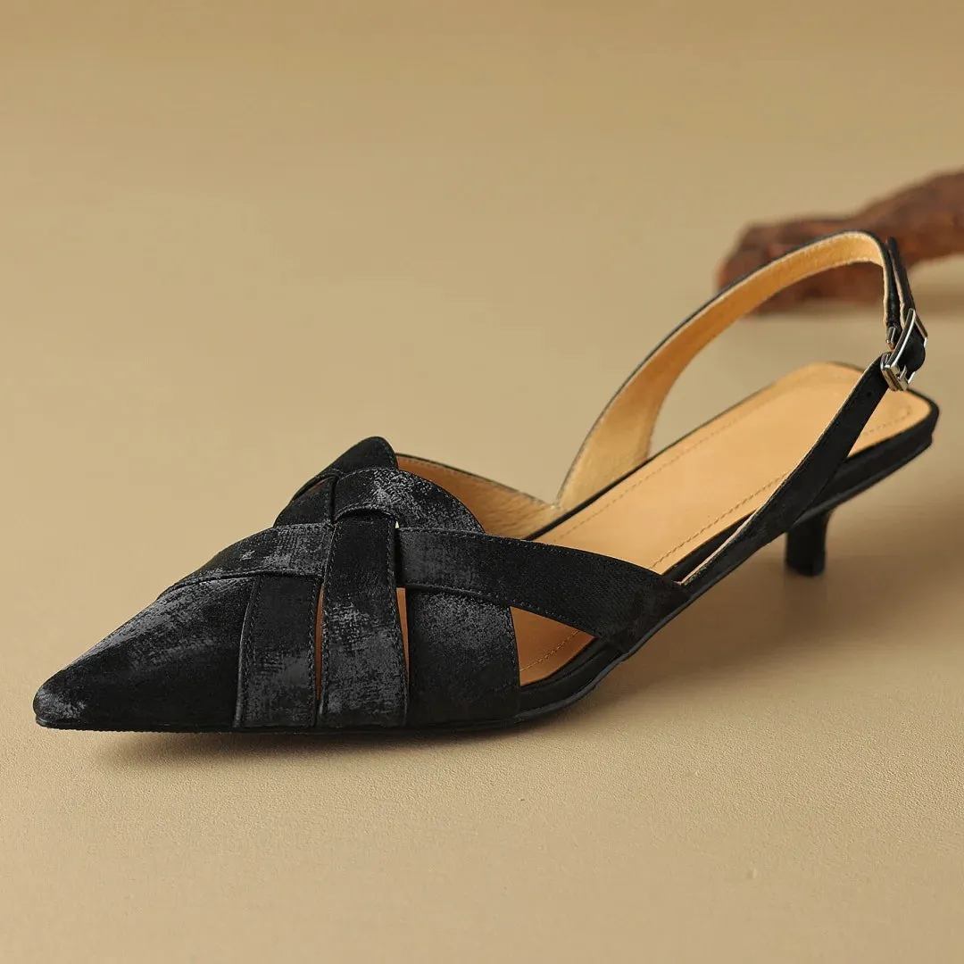 TSS71 Low Heel Sandals - Women's Casual Shoes - Cross Strap