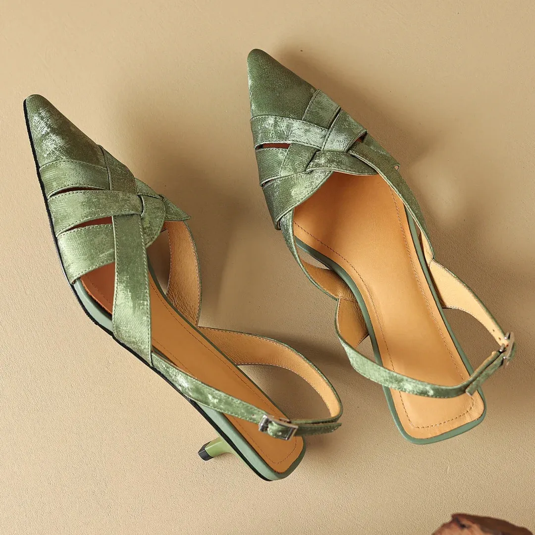 TSS71 Low Heel Sandals - Women's Casual Shoes - Cross Strap
