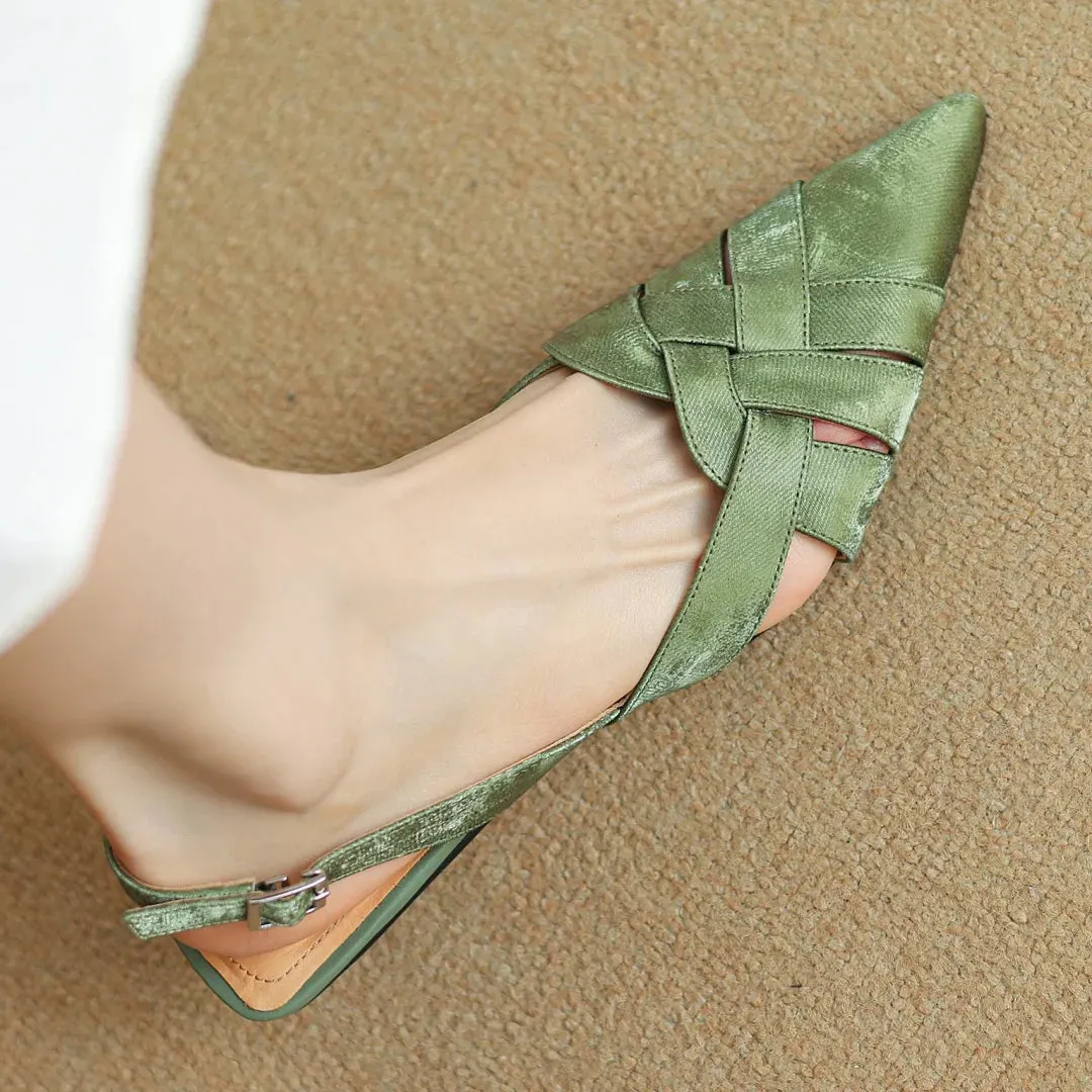 TSS71 Low Heel Sandals - Women's Casual Shoes - Cross Strap