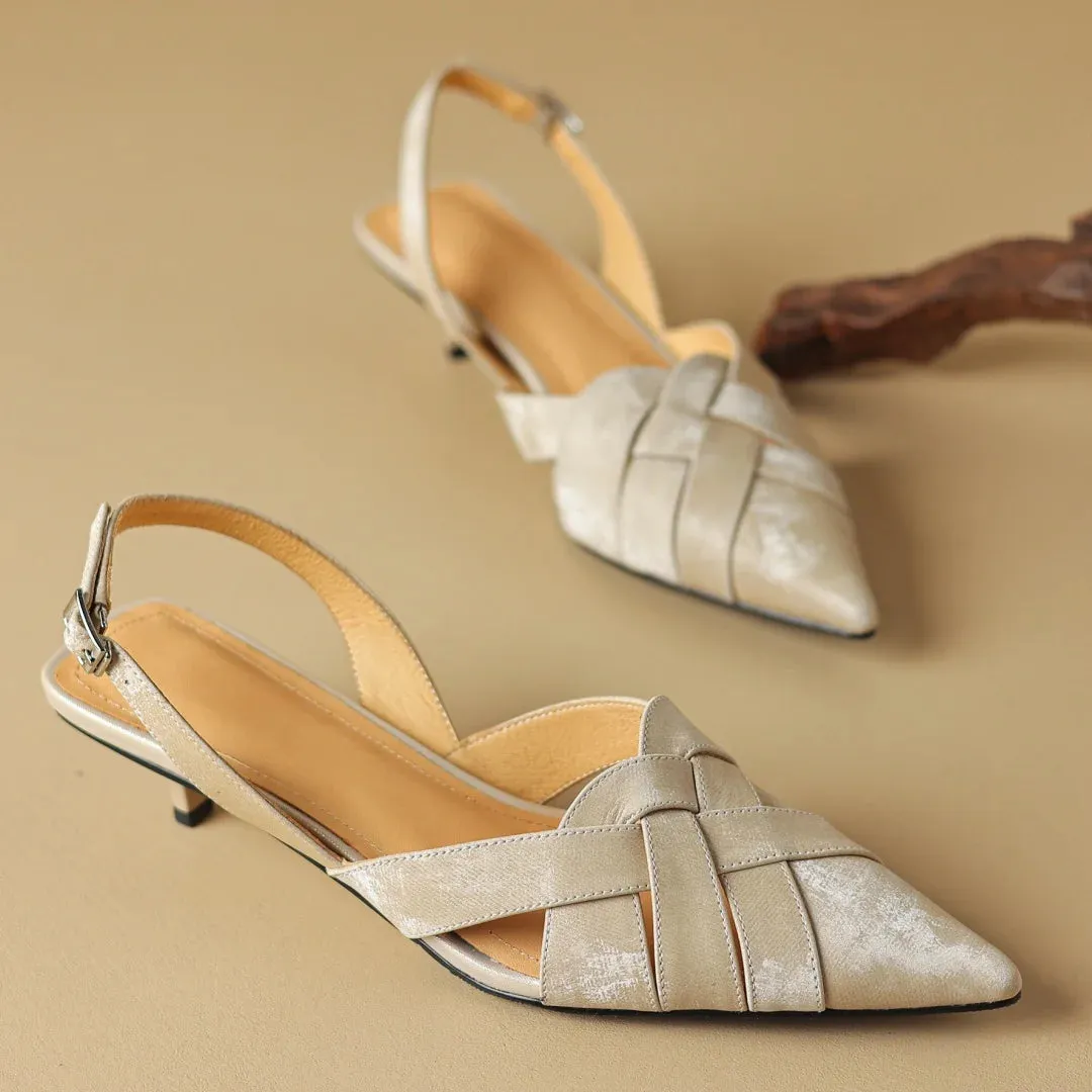 TSS71 Low Heel Sandals - Women's Casual Shoes - Cross Strap