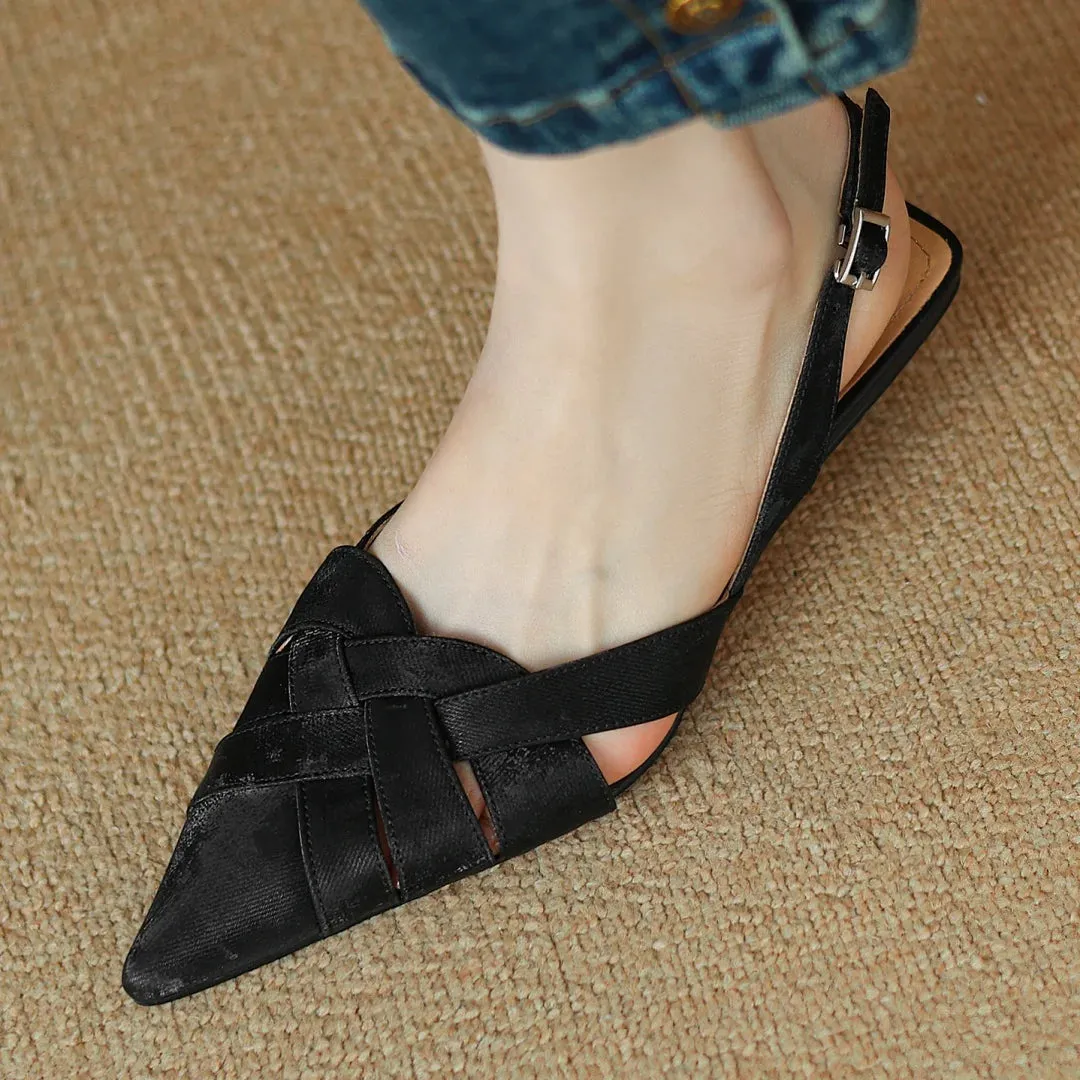 TSS71 Low Heel Sandals - Women's Casual Shoes - Cross Strap
