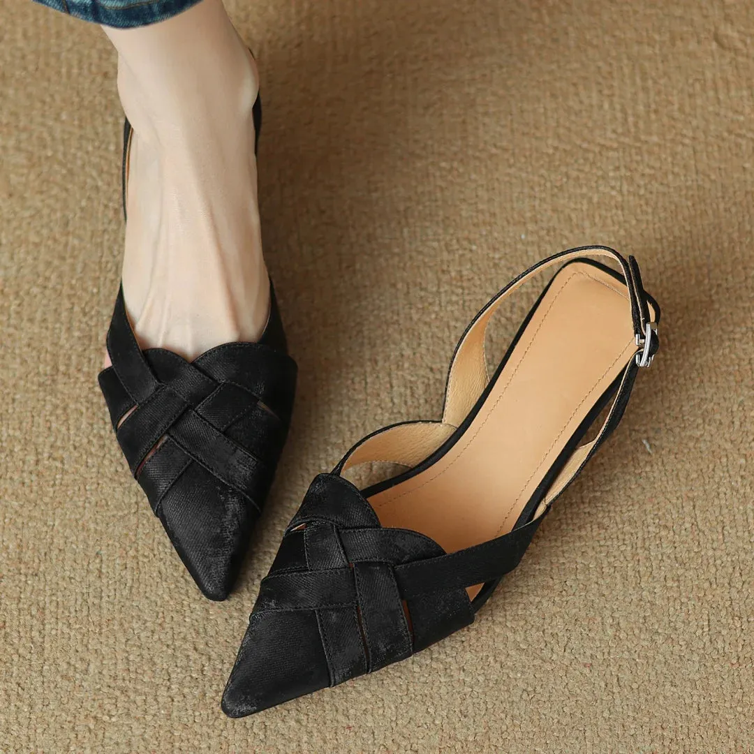 TSS71 Low Heel Sandals - Women's Casual Shoes - Cross Strap