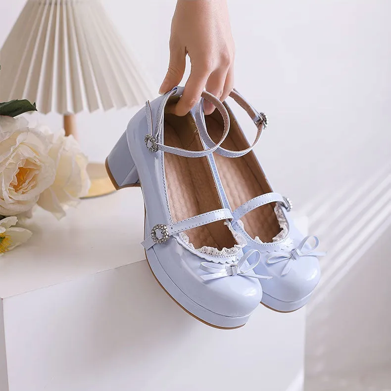 Uniwim Lace Lolita Jk Bow Chunky Shoes SE22795