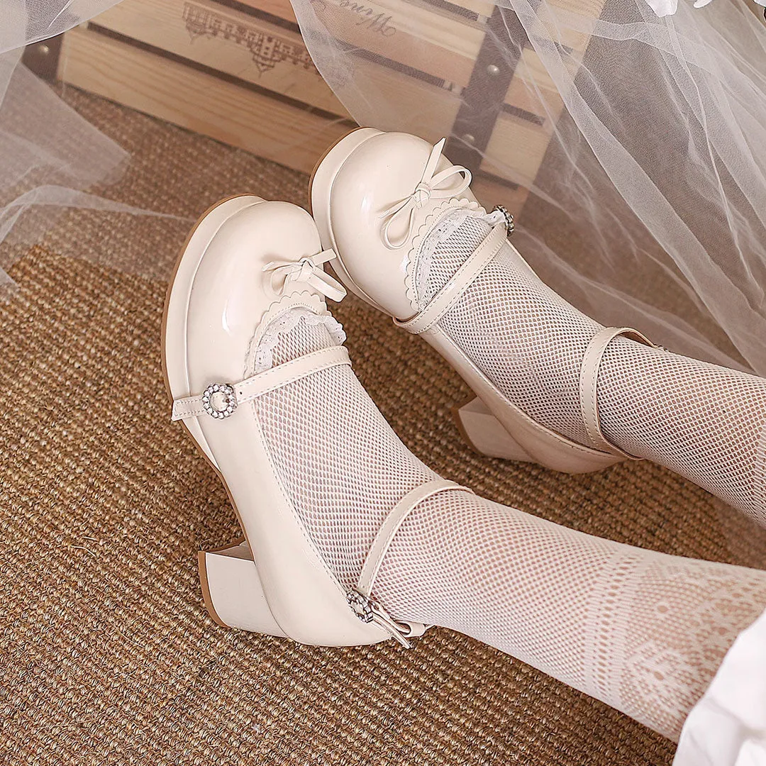Uniwim Lace Lolita Jk Bow Chunky Shoes SE22795