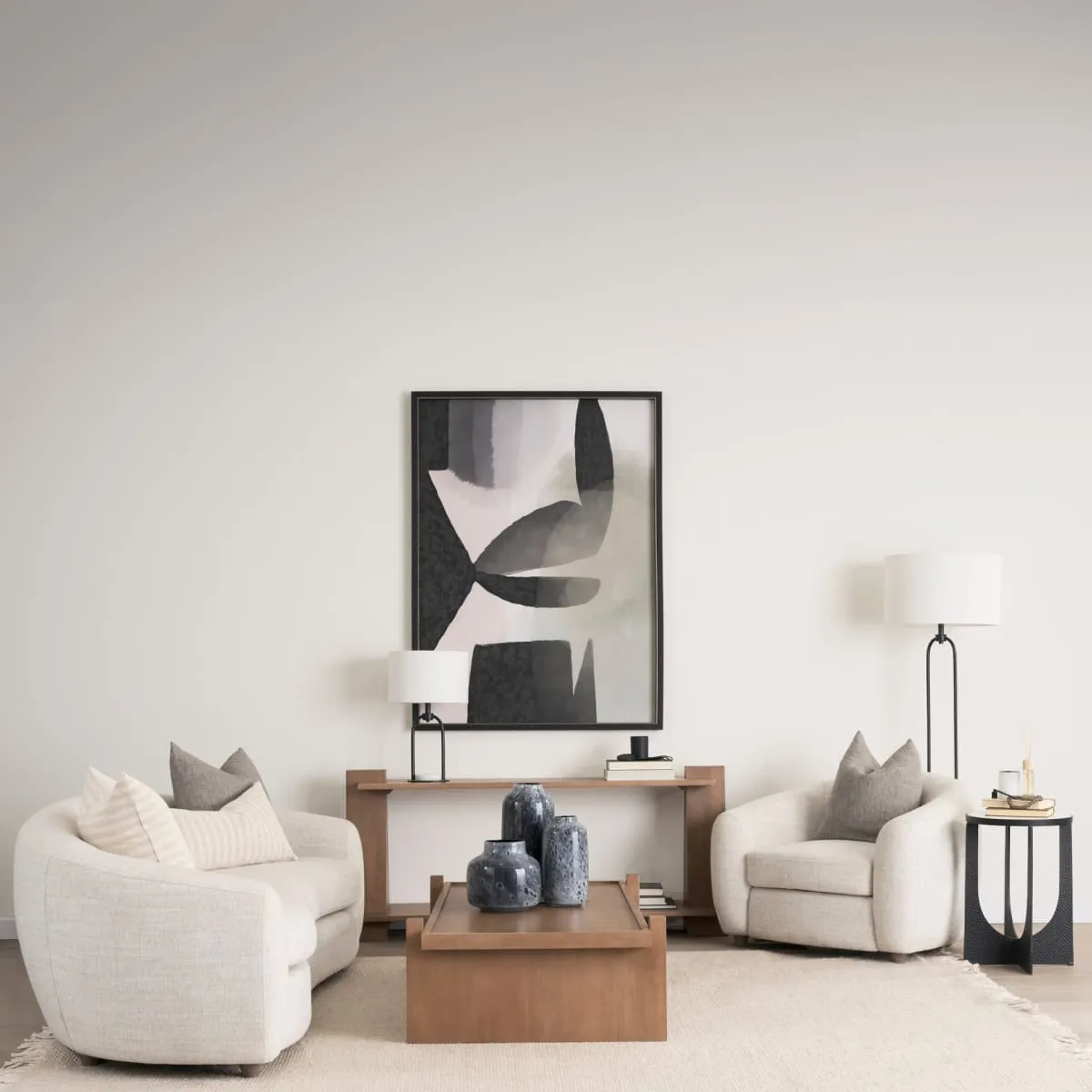 Valentina Accent Chair Cream Fabric | Brown Wood