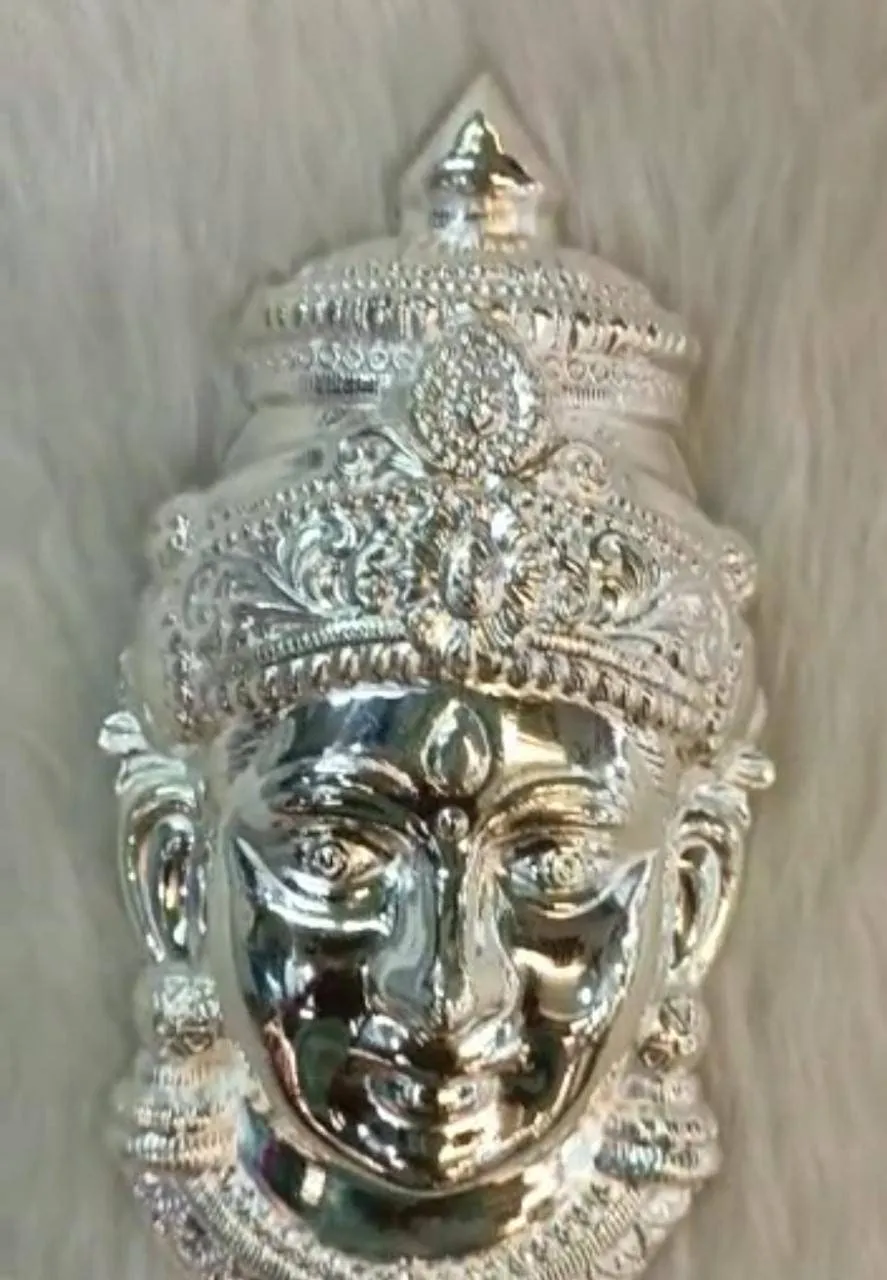 Varalakshmi 85 - 90% Pure Silver Amman face Devi Idol 7.5 Inch Approx for Pooja and Temple, approx 150 gram approx