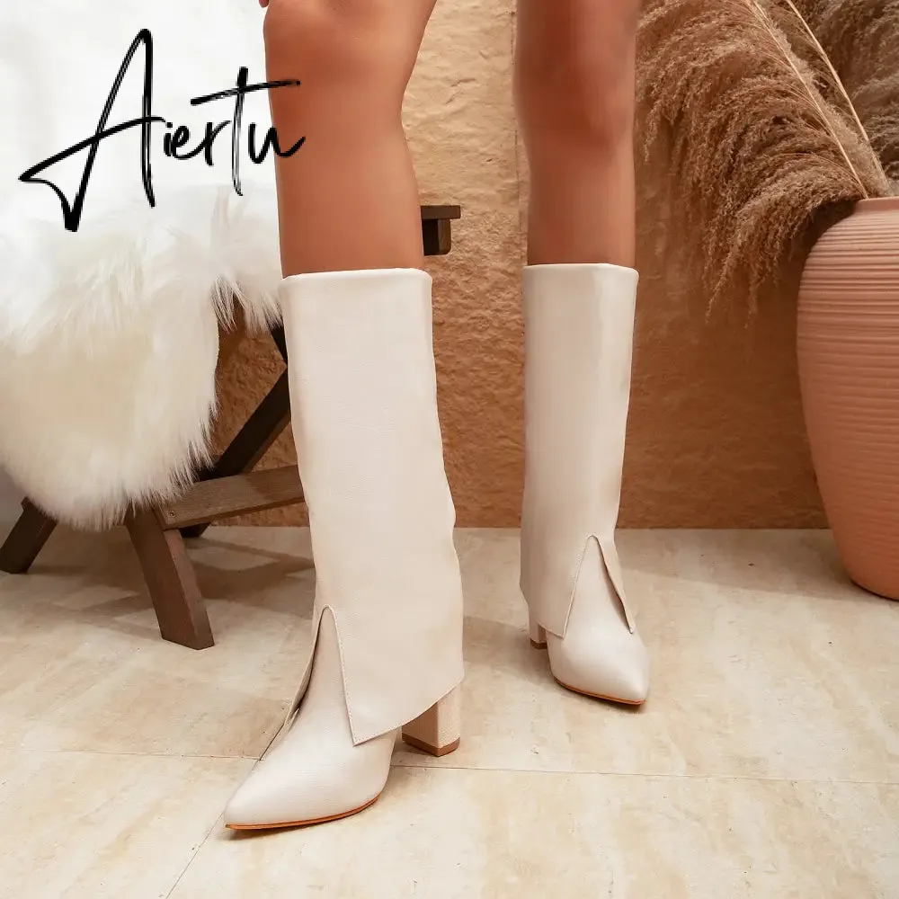 Women Chunky Heeled Boots
