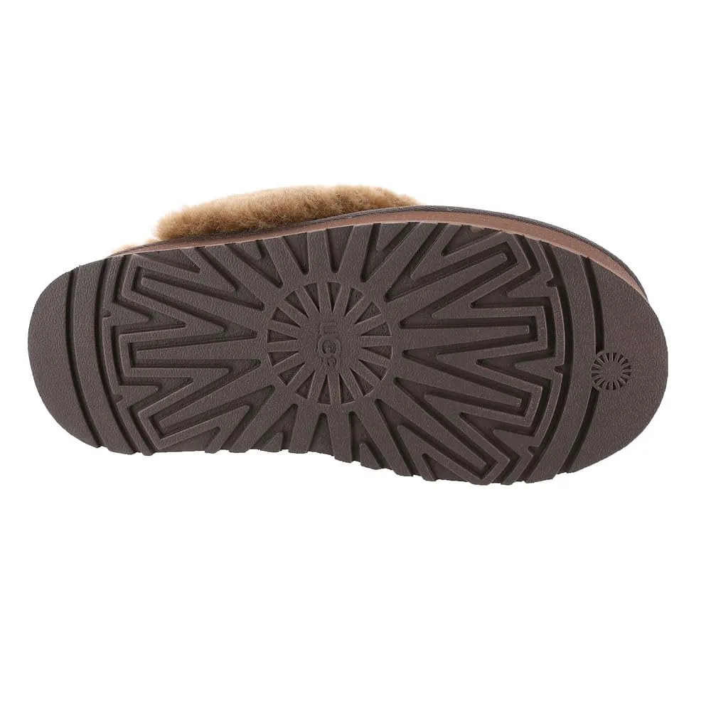 Womens Shoe UGG FUNKETTE Platform Sheepskin & Suede Slippers 1113474 BURNT CEDAR